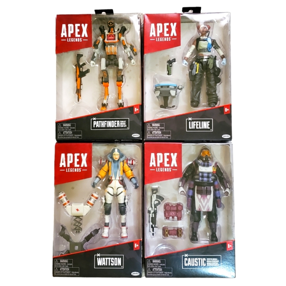 Apex Legends LOTS 4 Caustic & Pathfinder & Lifeline & Wyatt 6" Figures  NIB
